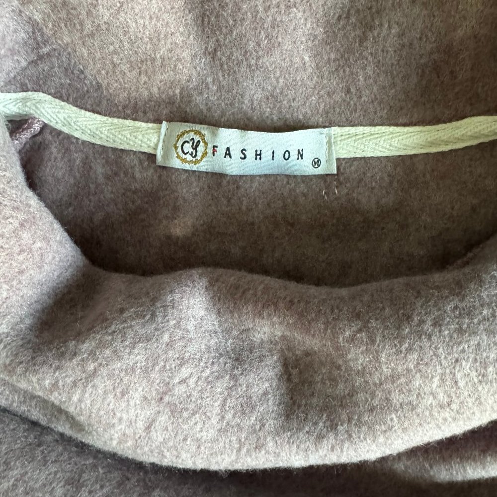 MEDIUM CY Fashion Tries and True Mauve Cowell Neck Button Detail Sweater - Picture 5 of 6